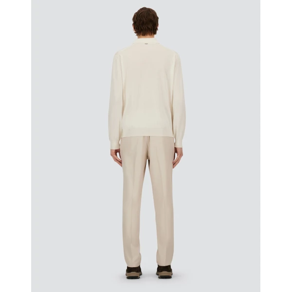 Herno Milk White Resort Polo Shirt in Wool and Silk Knit | Men's T-Shirts and Polos | Luxury Shoes 