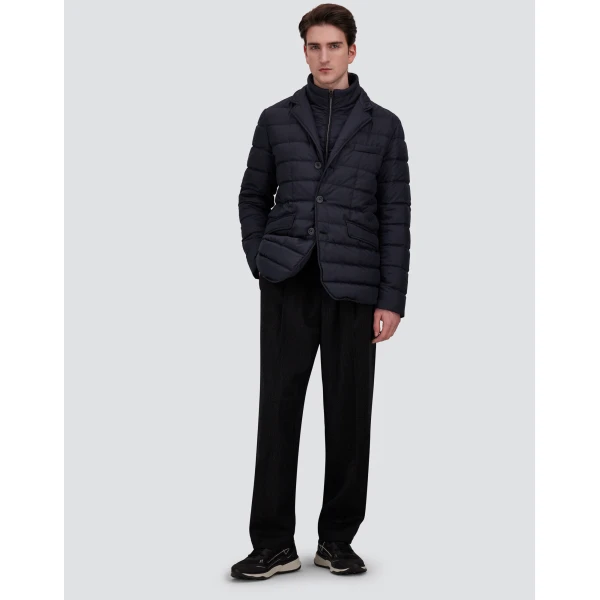 Herno Navy Blue Blazer in Arendelle and Monogram | Men's Jackets | Luxury Shoes 