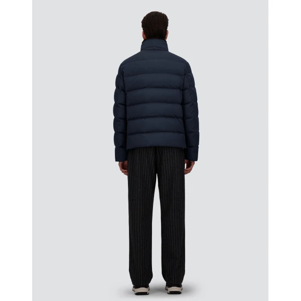 Herno Navy Blue Bomber Jacket in Arendelle and Faux Fur | Men's Jackets | Luxury Shoes 