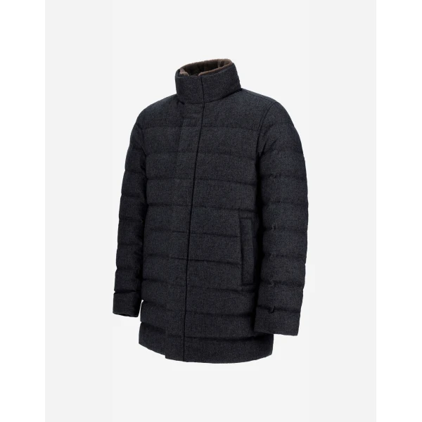Herno Navy Blue Carcoat in Cashmere, Silk and Monogram | Men's Coats | Luxury Shoes 