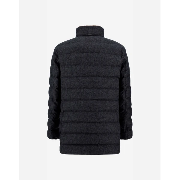 Herno Navy Blue Carcoat in Cashmere, Silk and Monogram | Men's Coats | Luxury Shoes 