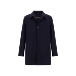 Herno Navy Blue Coat in Diagonal Wool Fabric | Men's Coats | Luxury Shoes 