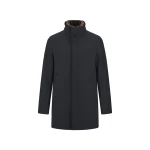Herno Navy Blue Coat in Ecowool and Light Faux Fur | Men's Coats | Luxury Shoes 