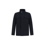 Herno Navy Blue Field Jacket in Cashmere, Wool and Suede Effect | Men's Jackets | Luxury Shoes 