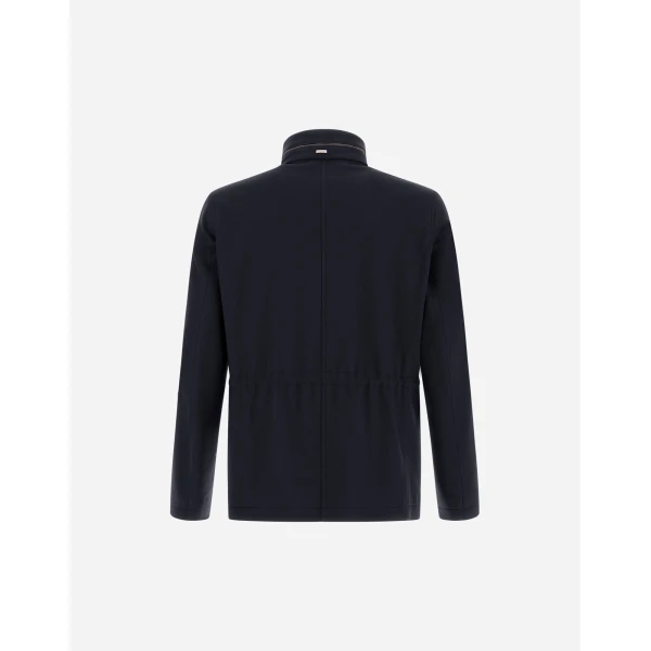 Herno Navy Blue Field Jacket in Cashmere, Wool and Suede Effect | Men's Jackets | Luxury Shoes 
