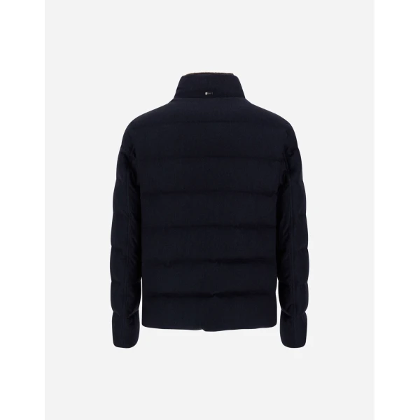 Herno Navy Blue Jacket in Cashmere, Silk and Monogram | Men's Jackets | Luxury Shoes 