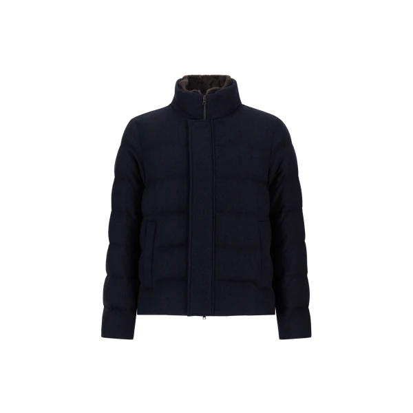 Herno Navy Blue Jacket in Cashmere, Silk and Monogram | Men's Jackets | Luxury Shoes 