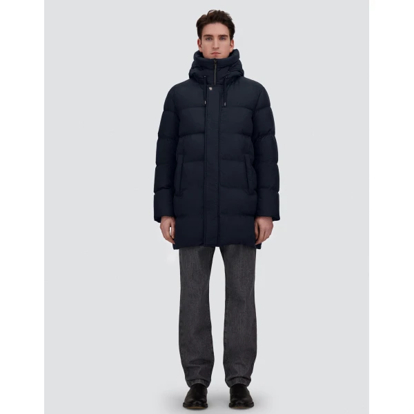 Herno Navy Blue Long Jacket in Arendelle and Monogram | Men's Jackets | Luxury Shoes 