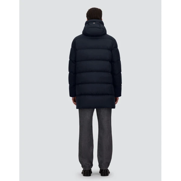 Herno Navy Blue Long Jacket in Arendelle and Monogram | Men's Jackets | Luxury Shoes 
