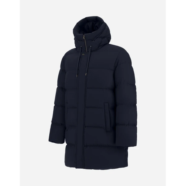 Herno Navy Blue Long Jacket in Arendelle and Monogram | Men's Jackets | Luxury Shoes 