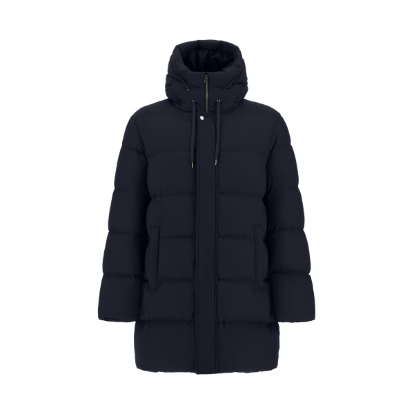 Herno Navy Blue Long Jacket in Arendelle and Monogram | Men's Jackets | Luxury Shoes 