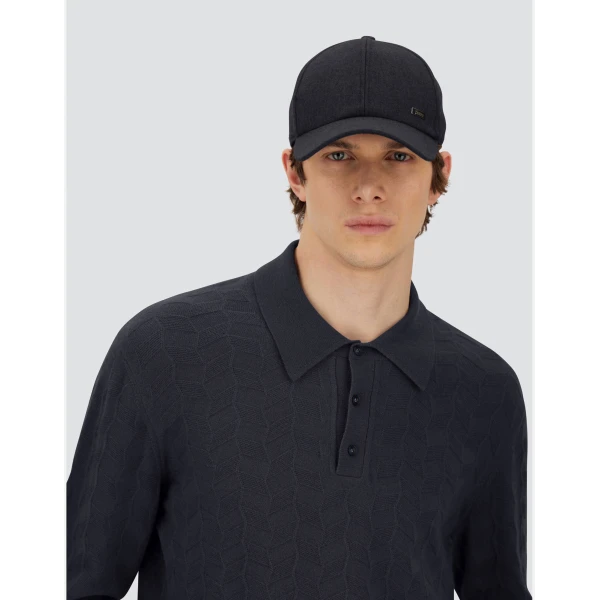 Herno Navy Blue Resort Baseball Cap in Cashmere and Silk | Men's Hats | Luxury Shoes 