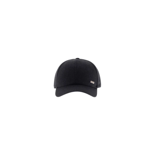 Herno Navy Blue Resort Baseball Cap in Cashmere and Silk | Men's Hats | Luxury Shoes 