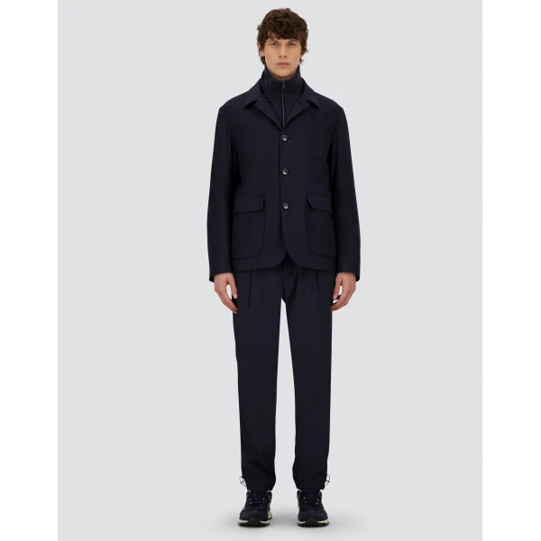 Herno Navy Blue Resort Blazer in Cashmere and Silk | Men's Jackets | Luxury Shoes 