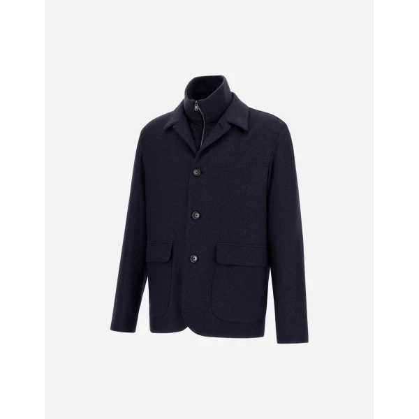 Herno Navy Blue Resort Blazer in Cashmere and Silk | Men's Jackets | Luxury Shoes 
