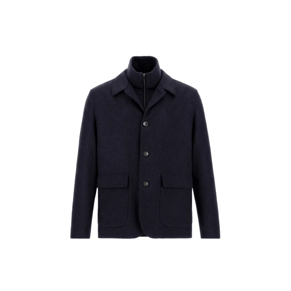 Herno Navy Blue Resort Blazer in Cashmere and Silk | Men's Jackets | Luxury Shoes 