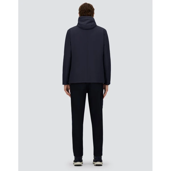 Herno Navy Blue Resort Blazer in Melange-Effect Stretch Nylon | Men's Jackets | Luxury Shoes 