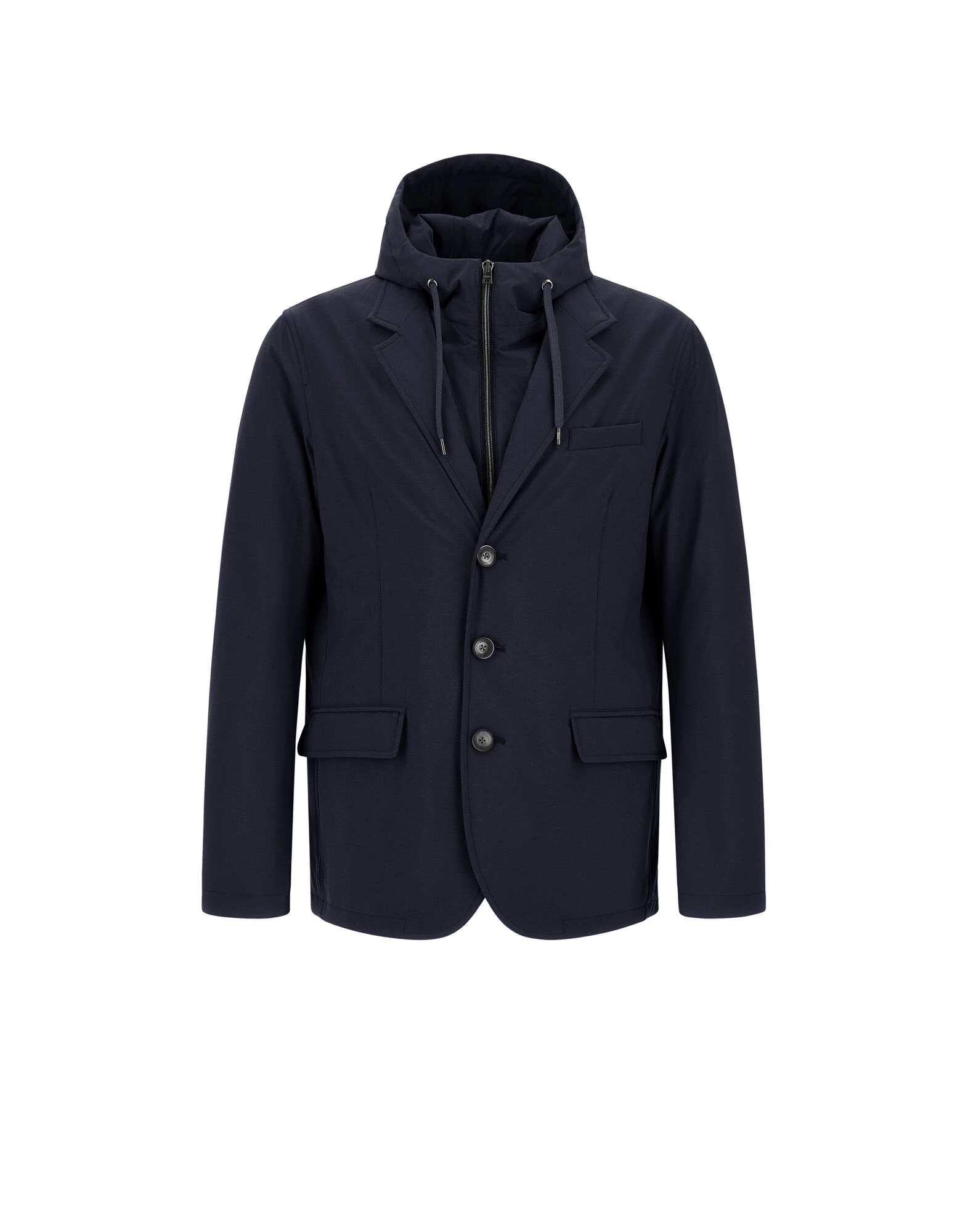 Herno Navy Blue Resort Blazer in Melange-Effect Stretch Nylon Herno Navy Blue Resort Blazer in Melange-Effect Stretch Nylon | Men's Jackets | Luxury Shoes