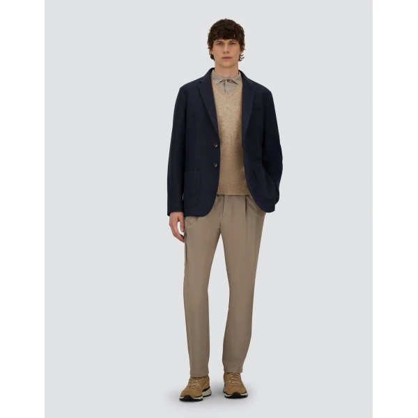 Herno Navy Blue Resort Blazer in Soft Wool-Effect Jersey | Men's Jackets | Luxury Shoes 
