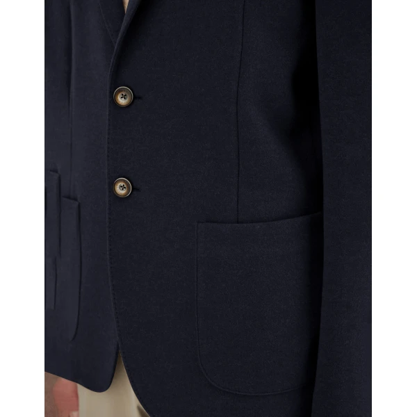 Herno Navy Blue Resort Blazer in Soft Wool-Effect Jersey | Men's Jackets | Luxury Shoes 