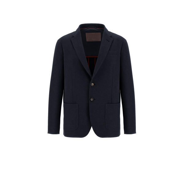 Herno Navy Blue Resort Blazer in Soft Wool-Effect Jersey | Men's Jackets | Luxury Shoes 