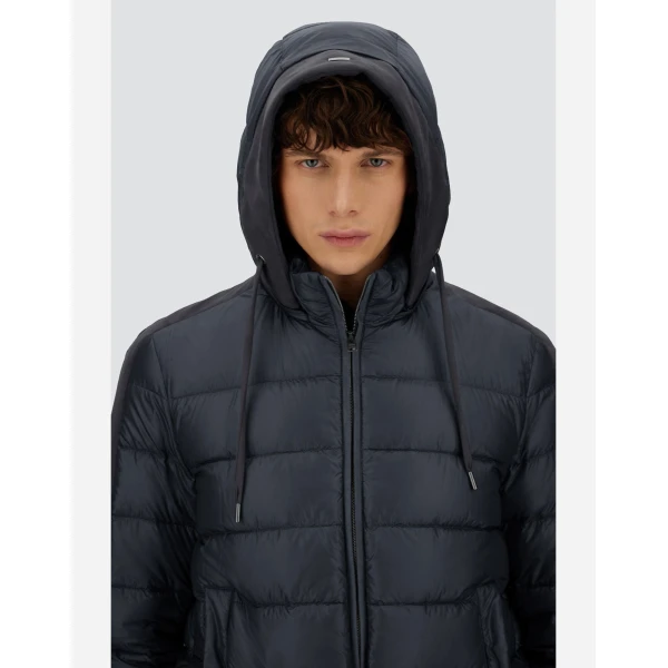 Herno Navy Blue Resort Bomber Jacket in Ultralight Nylon and Suede-Effect Microfibre | Men's Jackets | Luxury Shoes 