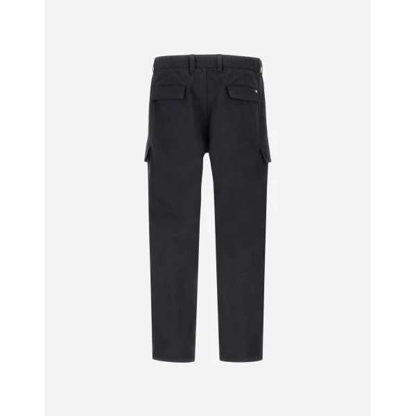 Herno Navy Blue Resort Cargo Trousers in Melange-Effect Stretch Nylon | Men's Trousers | Luxury Shoes 