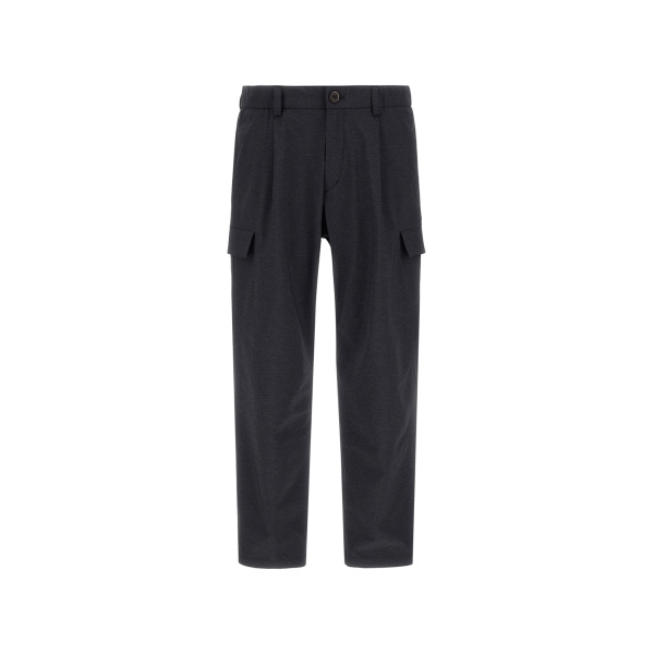 Herno Navy Blue Resort Cargo Trousers in Melange-Effect Stretch Nylon | Men's Trousers | Luxury Shoes 