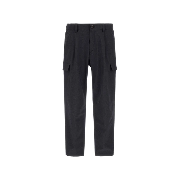 Herno Navy Blue Resort Cargo Trousers in Melange-Effect Stretch Nylon | Men's Trousers | Luxury Shoes 