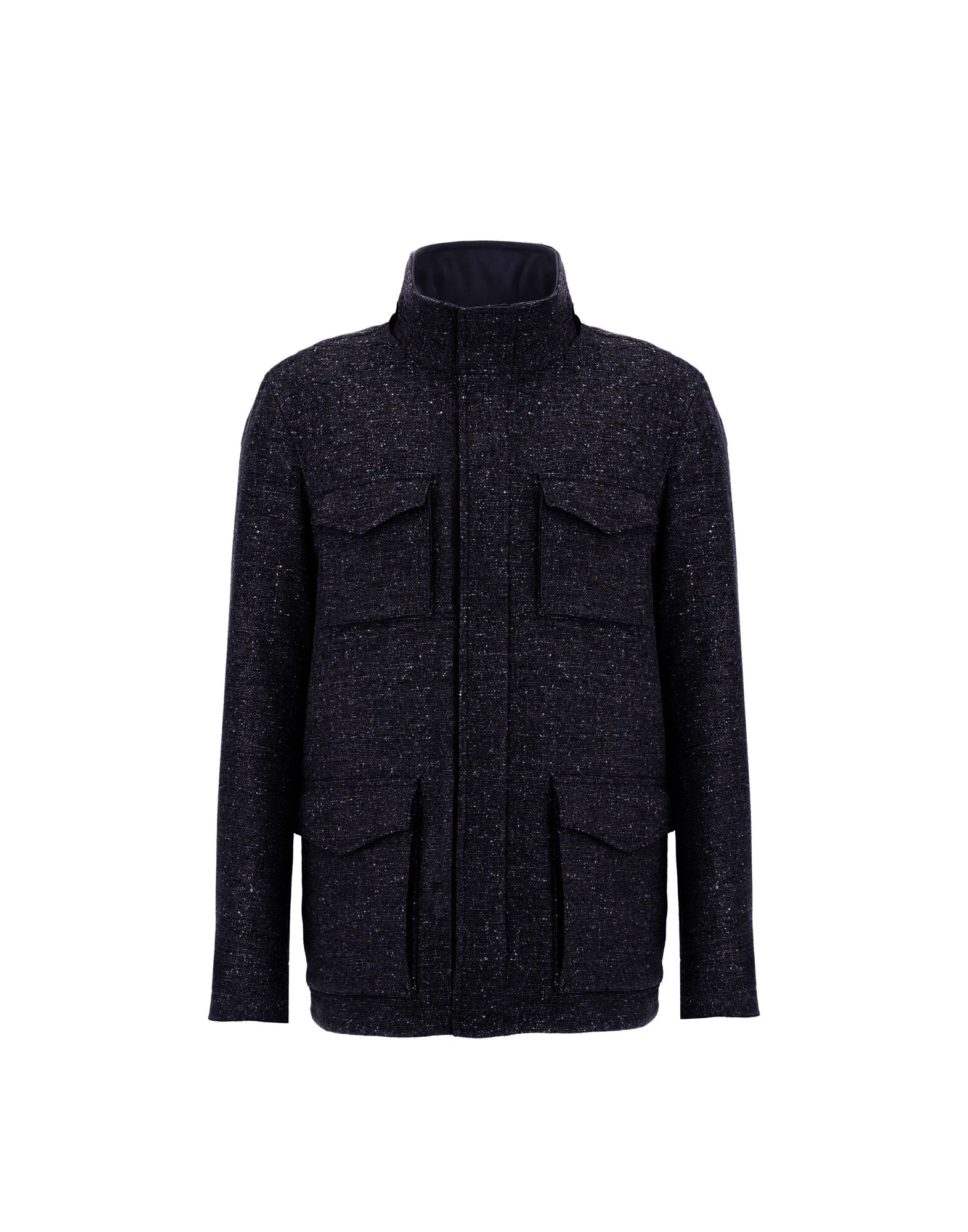 Herno Navy Blue Resort Field Jacket in Bouclé Wool Fabric and Suede-Effect Microfibre Herno Navy Blue Resort Field Jacket in Bouclé Wool Fabric and Suede-Effect Microfibre | Men's Jackets | Luxury Shoes
