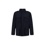 Herno Navy Blue Resort Field Jacket in Bouclé Wool and Technical Stretch Fabric | Men's Jackets | Luxury Shoes 