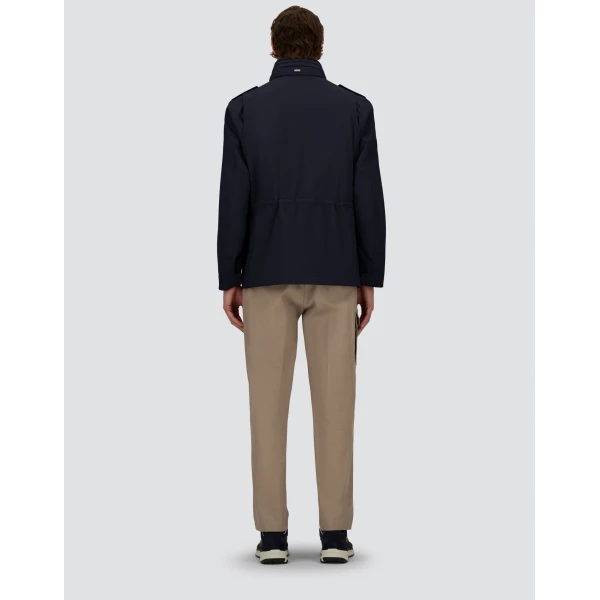 Herno Navy Blue Resort Field Jacket in Bouclé Wool and Technical Stretch Fabric | Men's Jackets | Luxury Shoes 