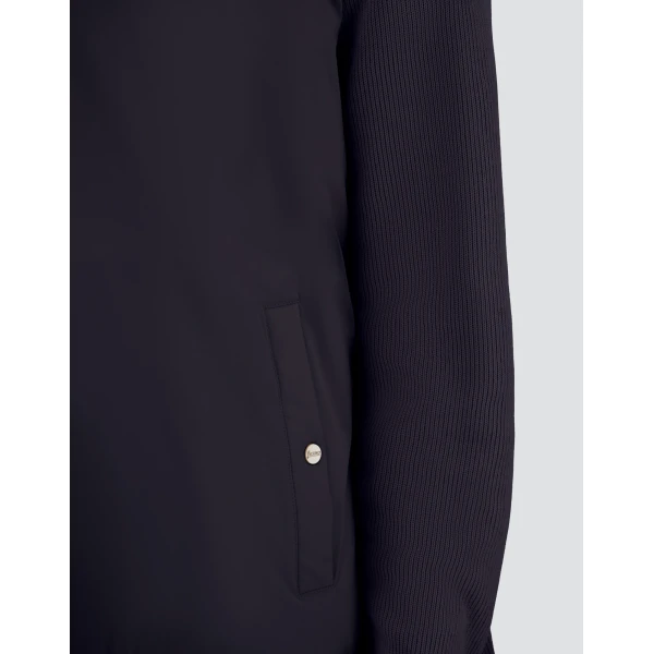 Herno Navy Blue Resort Hooded Jacket in Cotton Interlock and Travel Nylon Ponente | Men's Jackets | Luxury Shoes 