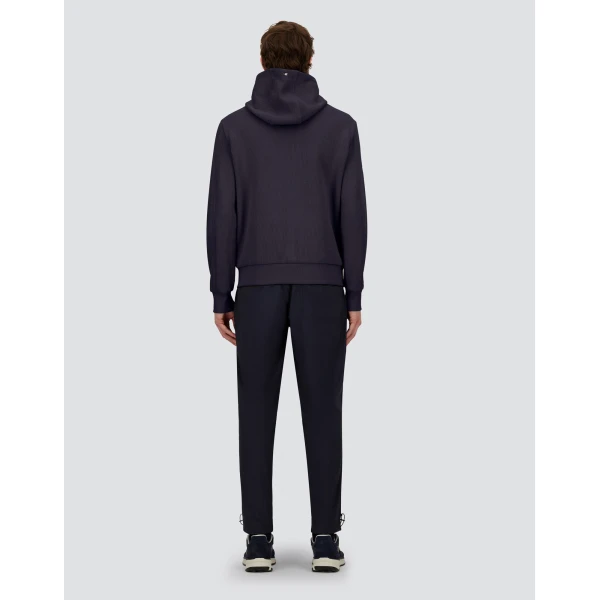 Herno Navy Blue Resort Hooded Jacket in Cotton Interlock and Travel Nylon Ponente | Men's Jackets | Luxury Shoes 