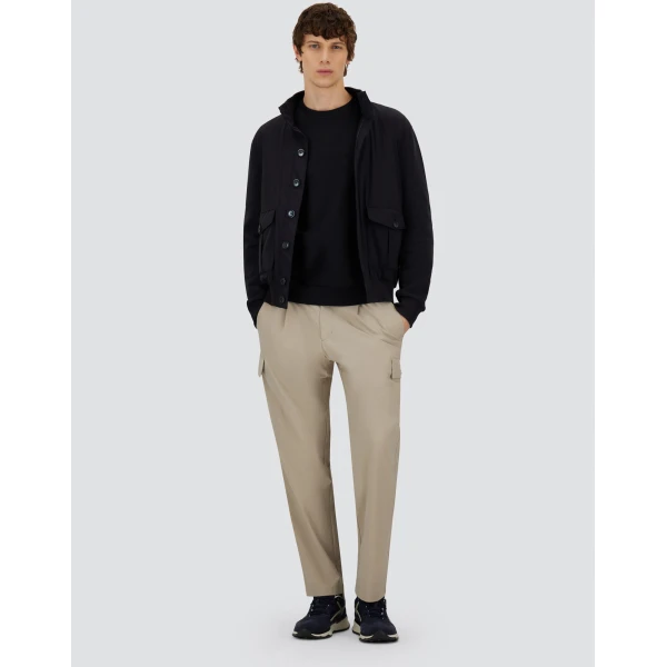 Herno Navy Blue Resort Jacket in Cotton Interlock and Travel Nylon Ponente | Men's Jackets | Luxury Shoes 