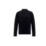Herno Navy Blue Resort Long-Sleeve Polo Shirt in Wool Jersey with a Shiny Finish | Men's T-Shirts and Polos | Luxury Shoes 