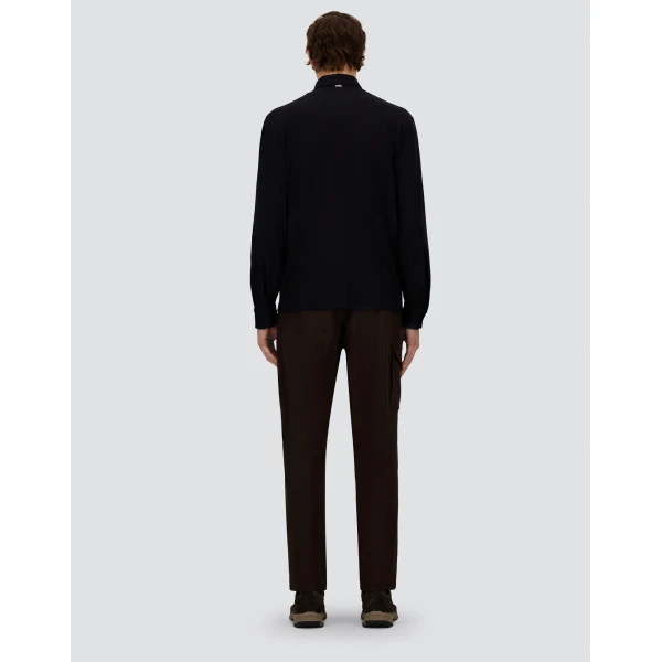 Herno Navy Blue Resort Long-Sleeve Polo Shirt in Wool Jersey with a Shiny Finish | Men's T-Shirts and Polos | Luxury Shoes 