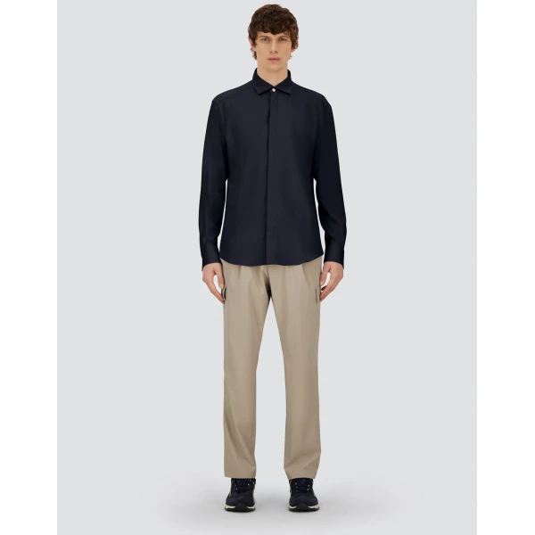 Herno Navy Blue Resort Shirt in Cashmere and Silk | Men's Shirts | Luxury Shoes 