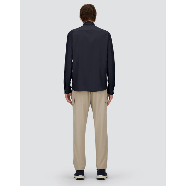 Herno Navy Blue Resort Shirt in Cashmere and Silk | Men's Shirts | Luxury Shoes 