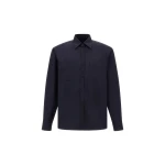 Herno Navy Blue Resort Shirt in Stretch Micromodal | Men's Shirts | Luxury Shoes 