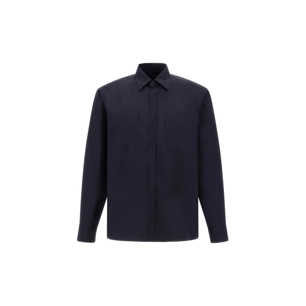 Herno Navy Blue Resort Shirt in Stretch Micromodal | Men's Shirts | Luxury Shoes 