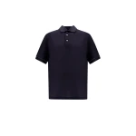 Herno Navy Blue Resort Short-Sleeve Polo Shirt in Wool Jersey with a Shiny Finish | Men's T-Shirts and Polos | Luxury Shoes 