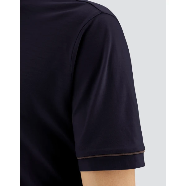 Herno Navy Blue Resort Short-Sleeve Polo Shirt in Wool Jersey with a Shiny Finish | Men's T-Shirts and Polos | Luxury Shoes 
