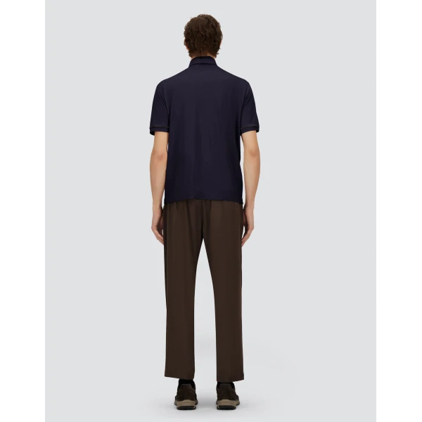 Herno Navy Blue Resort Short-Sleeve Polo Shirt in Wool Jersey with a Shiny Finish | Men's T-Shirts and Polos | Luxury Shoes 