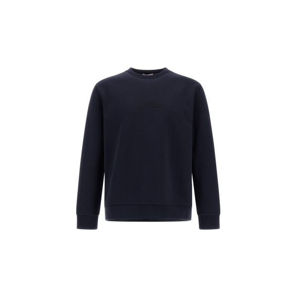 Herno Navy Blue Resort Sweatshirt in Cotton | Men's Sweatshirts | Luxury Shoes 