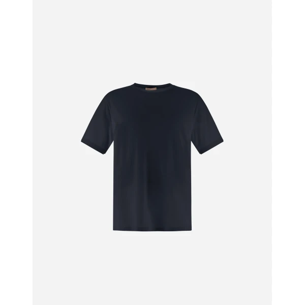 Herno Navy Blue Resort T-Shirt in Lightweight Cotton Jersey and Stretch Nylon | Men's T-Shirts and Polos | Luxury Shoes 