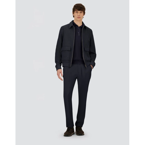 Herno Navy Blue Resort Trousers in Cashmere and Silk | Men's Trousers | Luxury Shoes 