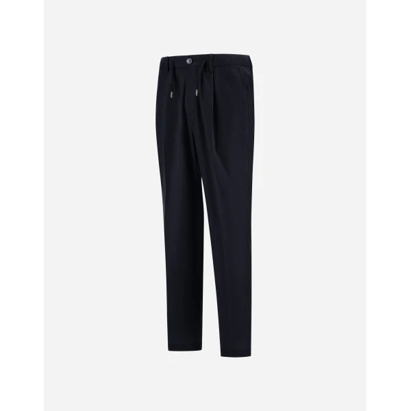 Herno Navy Blue Resort Trousers in Cashmere and Silk | Men's Trousers | Luxury Shoes 