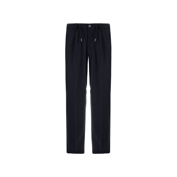 Herno Navy Blue Resort Trousers in Cashmere and Silk | Men's Trousers | Luxury Shoes 