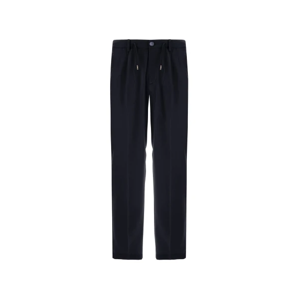 Herno Navy Blue Resort Trousers in Cashmere and Silk | Men's Trousers | Luxury Shoes 